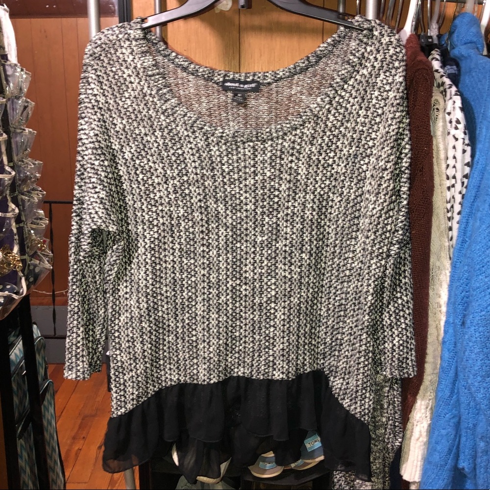 About A Girl black/white knitted top